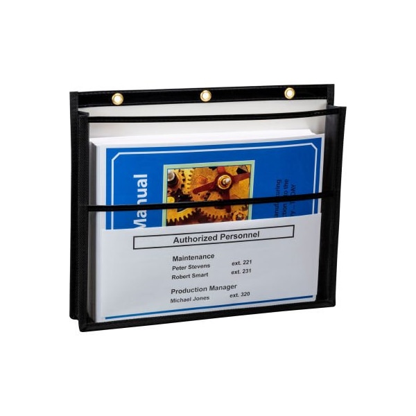 C-Line Products C-Line Dual Pocket Shop Ticket Jacket with Expanding Gusset, Vinyl, Black, 10/Box 43401 - main